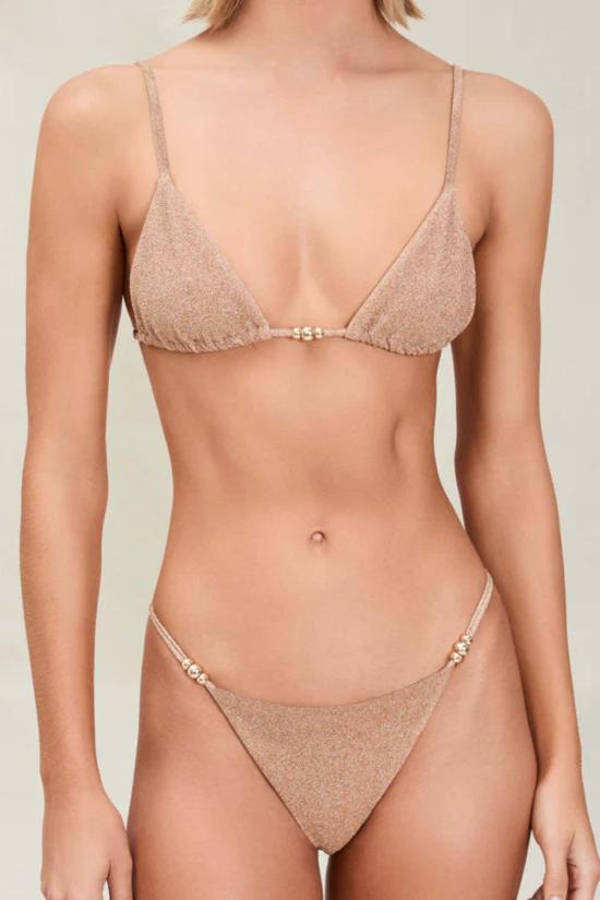  데본 윈저 비키니 수영복 주리 탑 골드 쉬머 - DEVON WINDSOR