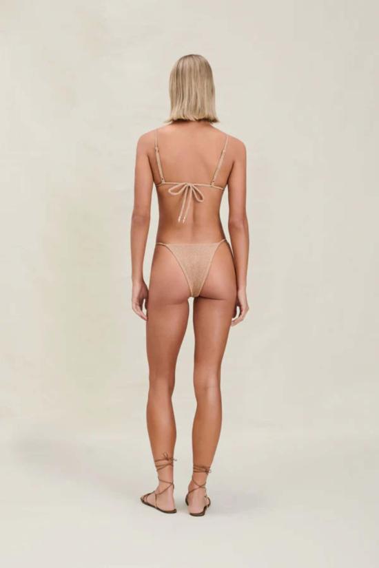  데본 윈저 비키니 수영복 주리 탑 골드 쉬머 - DEVON WINDSOR