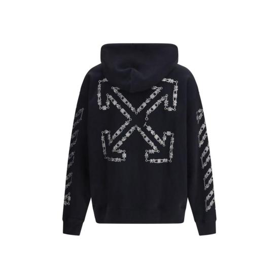 26SS 오프화이트 후드 티셔츠 체인 아랄딕 애로우 스케이트 후드티 블랙 - OFF WHITE