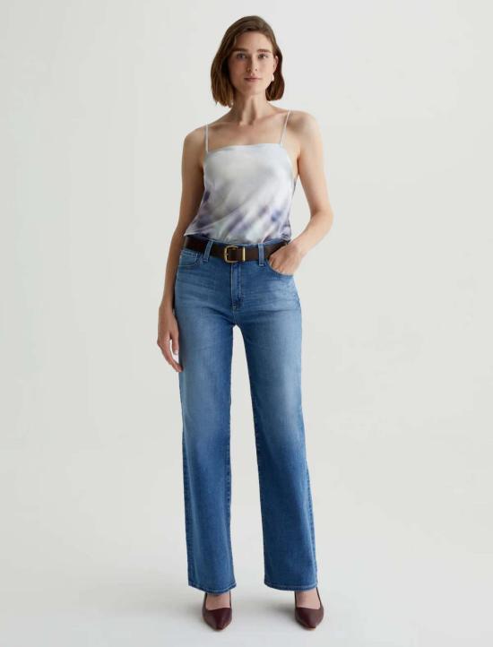  아드리아노 골드슈미드 데님 팬츠 Ag Jeans Kora 하이라이즈 와이드 레그 진 포튜네이트