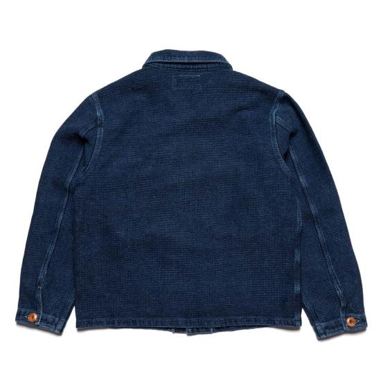  프리노트 클로스 데님 자켓 미드웨이 사시코 싱글 린스드 롱 슬리브 셔츠 - FREENOTE CLOTH