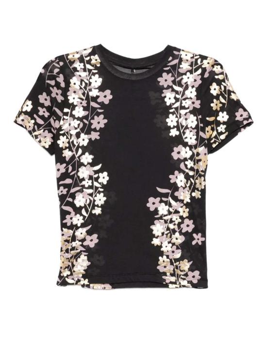  신시아 로리 반팔 티셔츠 신시아 로울리 포일 프린트 티셔츠 블랙/골드 - CYNTHIA ROWLEY