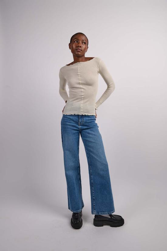  아웃랜드 데님 데님 팬츠 엘리 하이 와이드 레그 진 데스티니 - OUTLAND DENIM