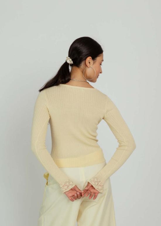  브라조 트리콧 가디건 브라조 트리코 빈티지 스쿱  레몬 드롭 - BRAZEAU TRICOT