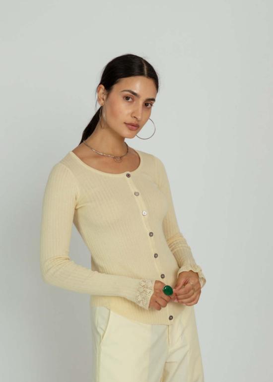  브라조 트리콧 가디건 브라조 트리코 빈티지 스쿱  레몬 드롭 - BRAZEAU TRICOT