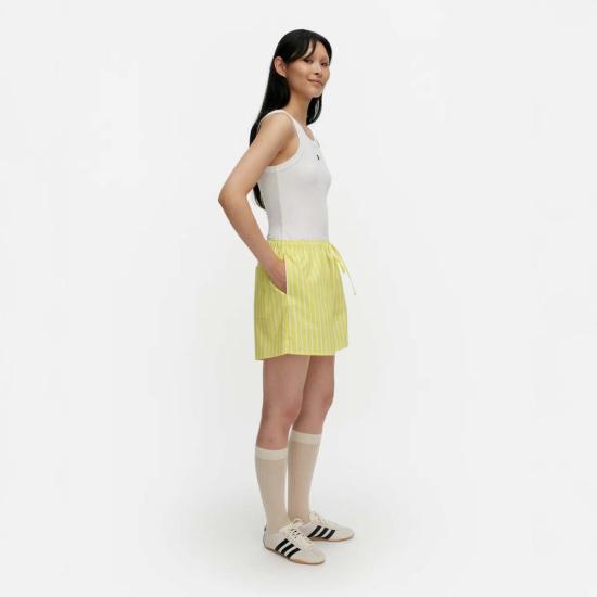  마리메꼬 숏팬츠 Marimekko 키오스키 반바지 옐로우 스트라이프 - MARIMEKKO