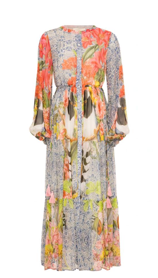  캐롤리나 케이 롱 원피스 Carolina K Josefina 드레스 Sol Elements/Celestial Blue/Selva Birds - CAROLINA K