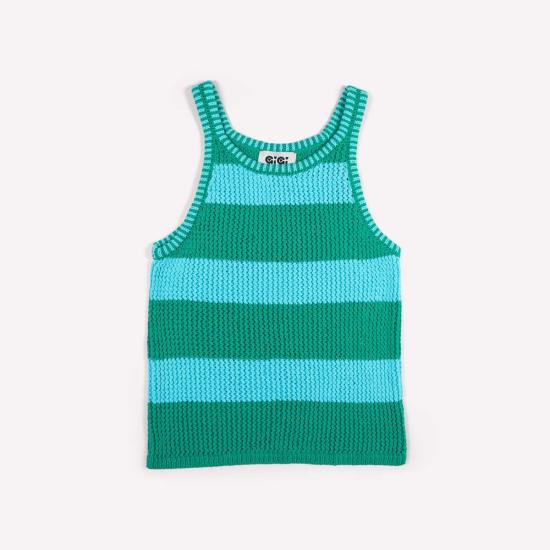  지지 니트웨어 민소매 티셔츠 메쉬 코튼 탱크탑 - GIGI KNITWEAR
