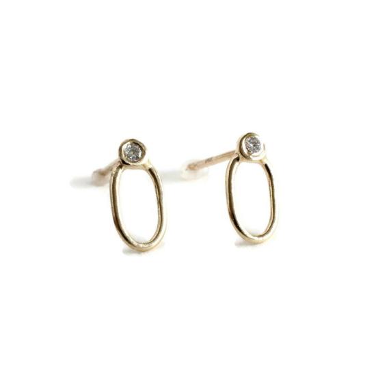 Linn Designs 이어링 린 디자인 선샤워 다이아몬드 스터드 귀걸이 14k 옐로우 골드 - OTHER BRANDS