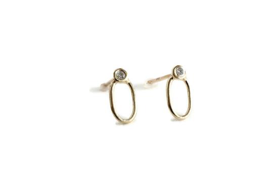  Linn Designs 이어링 린 디자인 선샤워 다이아몬드 스터드 귀걸이 14k 옐로우 골드