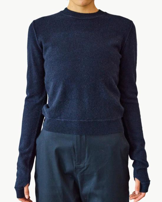  브라조 트리콧 스웨터 브라조 트리코 미니 로얄 올 썸즈  네이비 - BRAZEAU TRICOT