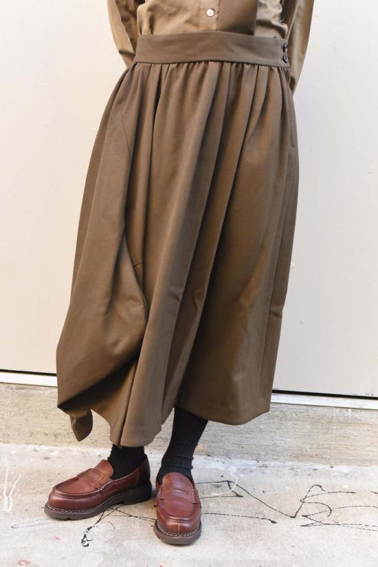  꼼데가르송 롱 스커트 Comme Des Garçons 여성용 서스펜더 스커트 카키 - COMME DES GARCONS