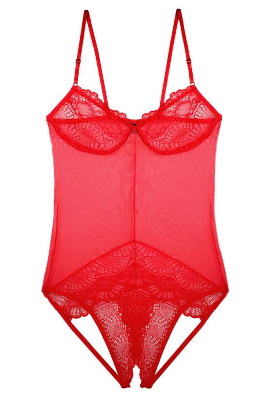  온리 하츠 바디수트 티셔츠 Only Hearts Whisper Sweet Nothings Coucou Ouvert Bodysuit Tango Red - ONLY HEARTS