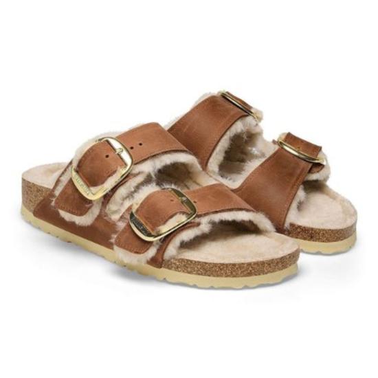  버켄스탁 샌들 버켄슈톡 아리조나 빅 버클 시어링  코냑 - BIRKENSTOCK