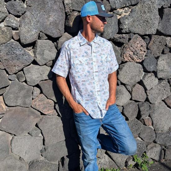  Western Aloha 셔츠 웨스턴 알로하 파니올로 SS  화이트/블루 - OTHER BRANDS