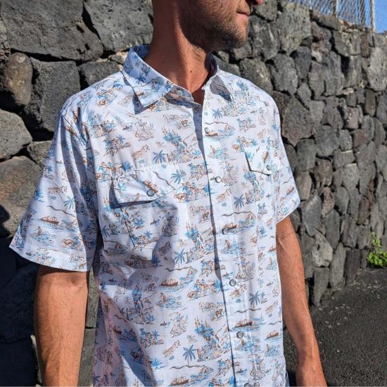  Western Aloha 셔츠 웨스턴 알로하 파니올로 SS  화이트/블루 - OTHER BRANDS