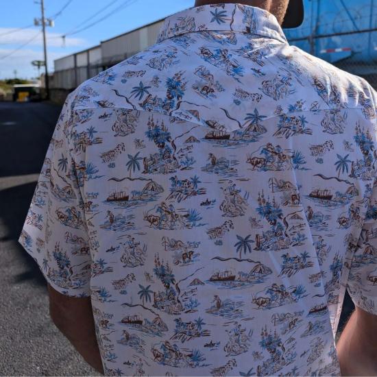  Western Aloha 셔츠 웨스턴 알로하 파니올로 SS  화이트/블루 - OTHER BRANDS
