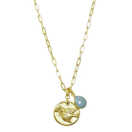  Krista Sheldon Jewelry 목걸이/팬던트 크리스타 셸던 주얼리 비둘기 메달리온 목걸이 아쿠아마린