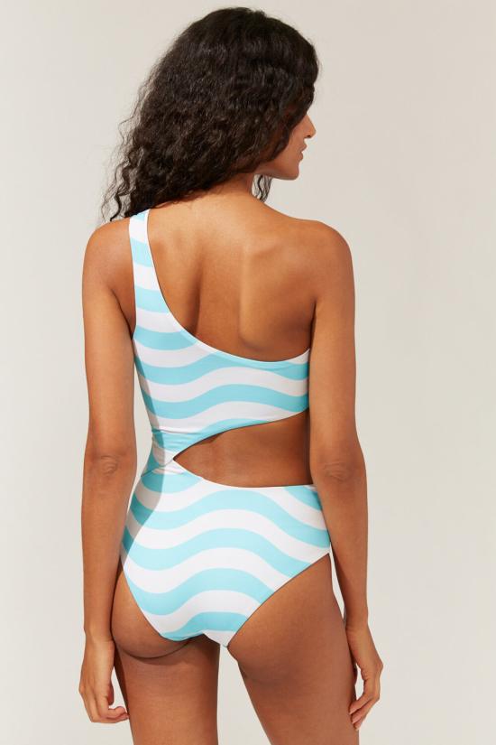  솔리드 앤 스트라이프 원피스 수영복 단색과 줄무늬가 있는 클라우디아 양면 , 프레시 에어 - SOLID AND STRIPED