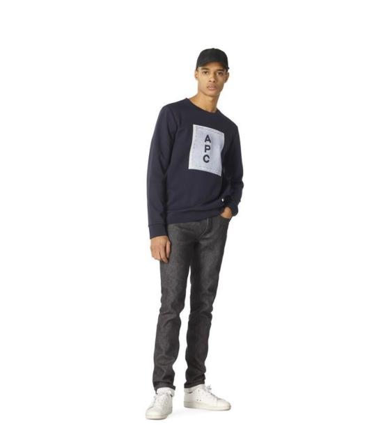  아페쎄 긴팔 티셔츠 A.P.C. 로고 스웨트 다크 네이비