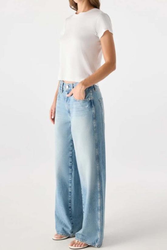  아모 데님 데님 팬츠 키라 미드라이즈 와이드 레그 진 - AMO DENIM