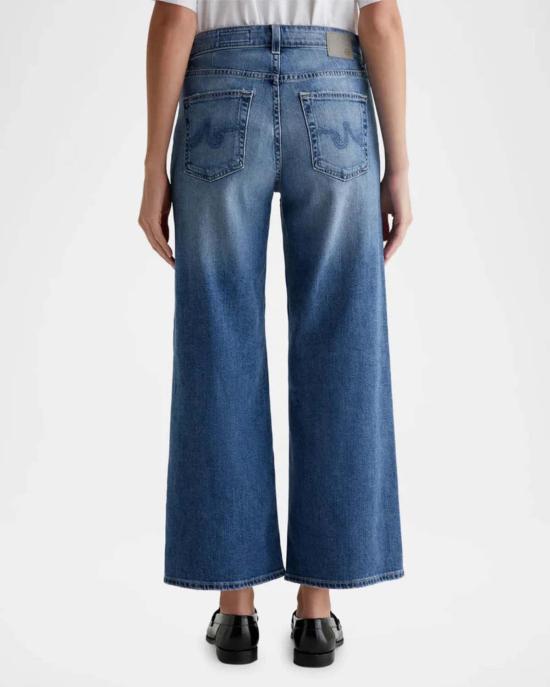  아드리아노 골드슈미드 데님 팬츠 Ag Jeans Saige 와이드 레그 크롭 벨 캐년 - ADRIANO GOLDSCHMIED