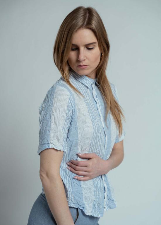  파드칼레 블라우스 Pas De Calais 셔링 스트라이프  오프화이트 - PAS DE CALAIS