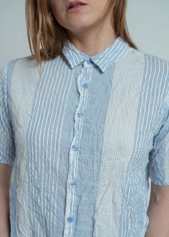  파드칼레 블라우스 Pas De Calais 셔링 스트라이프  오프화이트 - PAS DE CALAIS