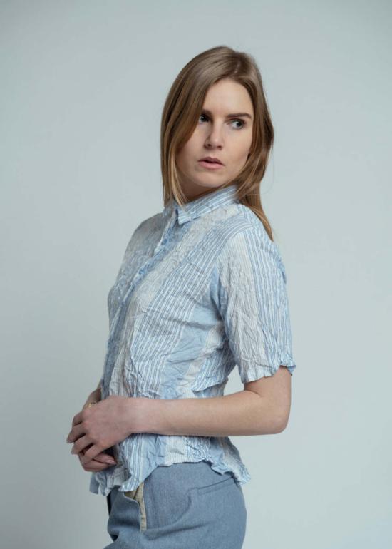  파드칼레 블라우스 Pas De Calais 셔링 스트라이프  오프화이트 - PAS DE CALAIS