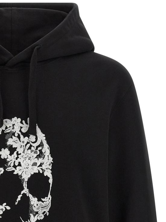  알렉산더 맥퀸 후드 티셔츠 바이컬러 코튼 스웨트셔츠 - ALEXANDER MCQUEEN
