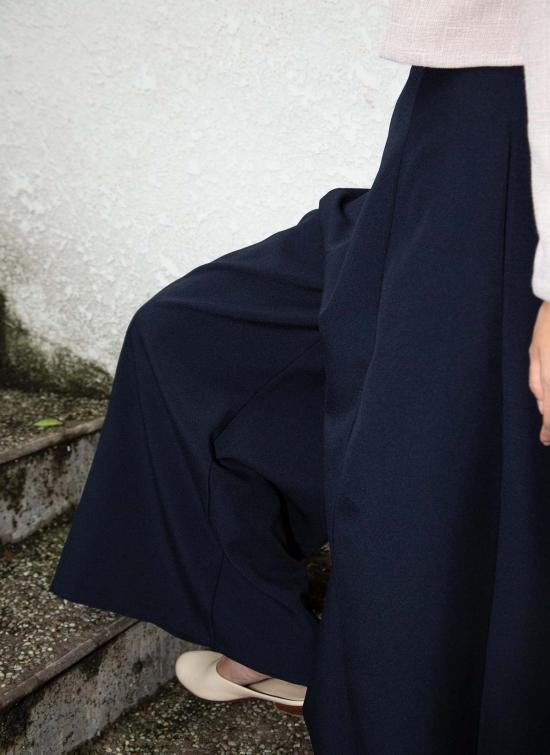  카렘 스트레이트 팬츠 엄브렐라 포패널 와이드 레그 포켓 팬츠 다크 네이비 - KAAREM
