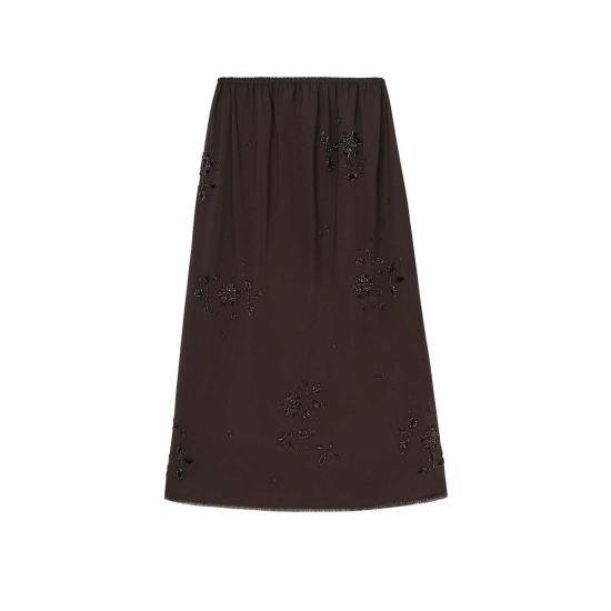  코데라 미디 스커트 코르데라 장식 테일러링 스커트