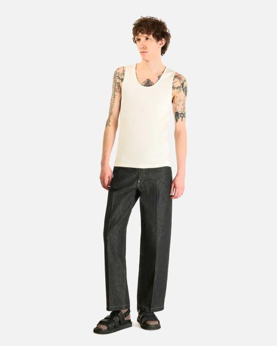  르메르 데님 스터드 장식이 있는  와이드 팬츠 - LEMAIRE