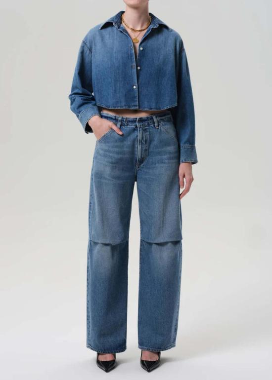  시티즌 오브 휴머니티 데님 셔츠 Citizens Of Humanity Ana Denim Cropped Shirt Somerset - CITIZEN OF HUMANITY