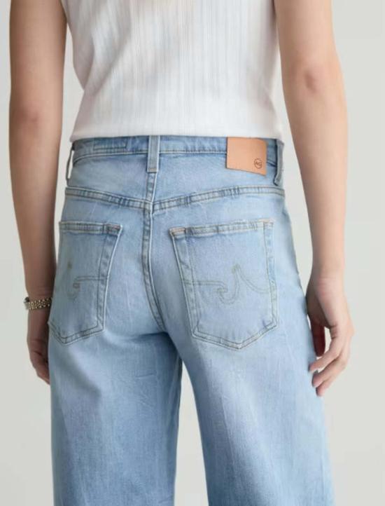  아드리아노 골드슈미드 데님 팬츠 Ag Jeans Saige 와이드 레그 크롭 킹스 리버 진 - ADRIANO GOLDSCHMIED