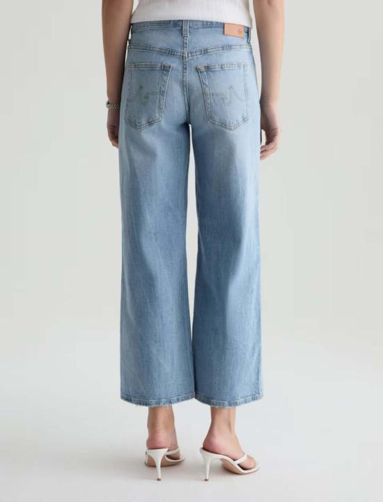  아드리아노 골드슈미드 데님 팬츠 Ag Jeans Saige 와이드 레그 크롭 킹스 리버 진 - ADRIANO GOLDSCHMIED