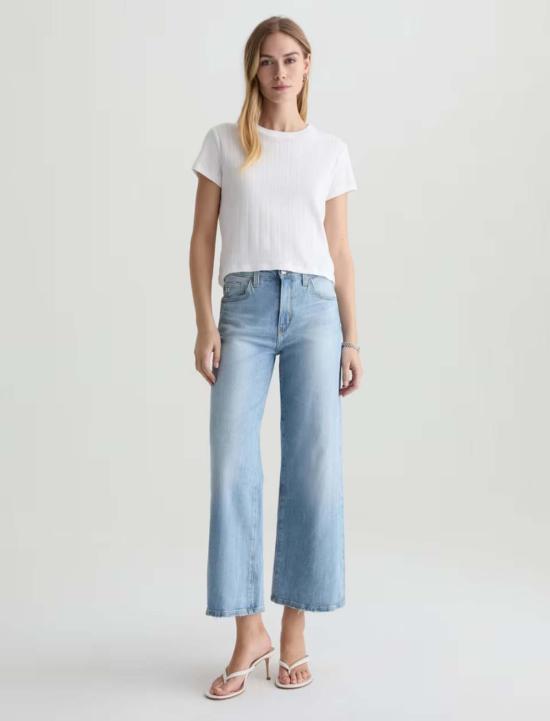  아드리아노 골드슈미드 데님 팬츠 Ag Jeans Saige 와이드 레그 크롭 킹스 리버 진