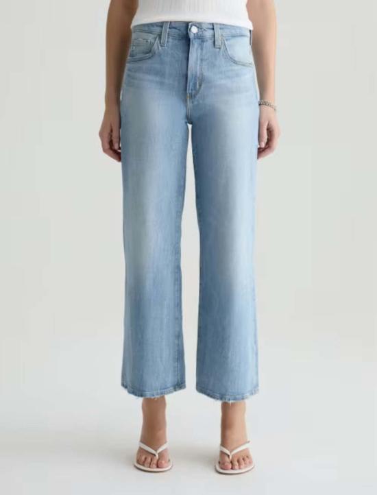  아드리아노 골드슈미드 데님 팬츠 Ag Jeans Saige 와이드 레그 크롭 킹스 리버 진 - ADRIANO GOLDSCHMIED