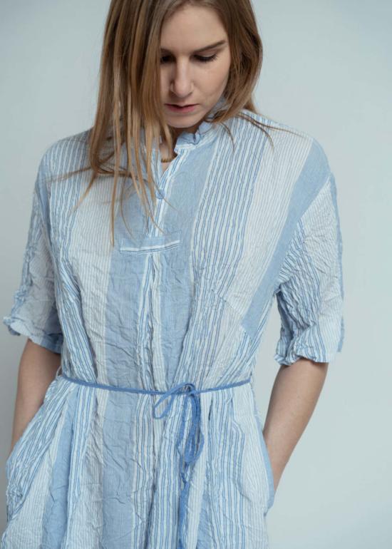  파드칼레 미디 원피스 Pas De Calais 셔링 스트라이프 드레스