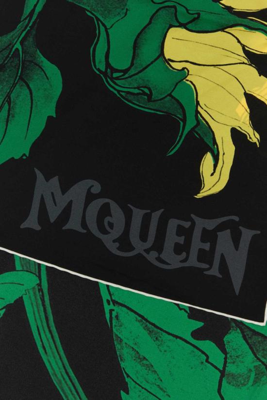  알렉산더 맥퀸 머플러/스카프 프린트 실크 풀라드 블랙옐로우 - ALEXANDER MCQUEEN
