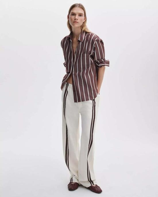  랙앤본 스트레이트 팬츠 Rag & Bone Logan 데님 트랙 팬츠 에크루 스포츠 - RAG & BONE