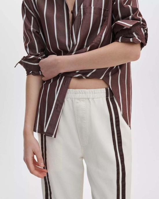 랙앤본 스트레이트 팬츠 Rag & Bone Logan 데님 트랙 팬츠 에크루 스포츠 - RAG & BONE