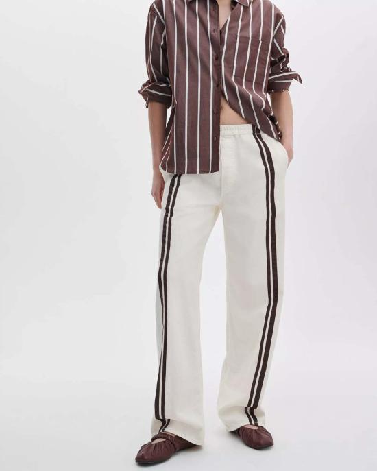  랙앤본 스트레이트 팬츠 Rag & Bone Logan 데님 트랙 팬츠 에크루 스포츠 - RAG & BONE