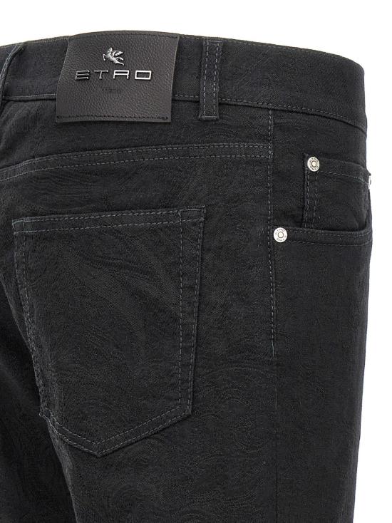  에트로 데님 팬츠 스트레치 코튼 자카드 진 블랙 - ETRO