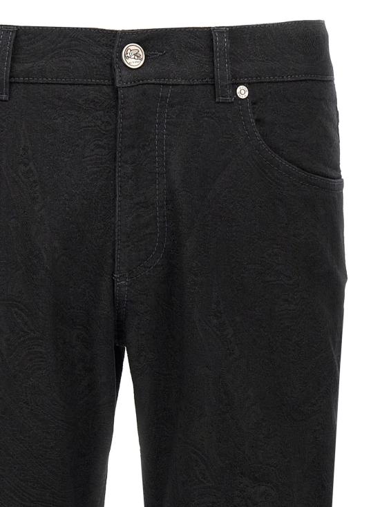  에트로 데님 팬츠 스트레치 코튼 자카드 진 블랙 - ETRO
