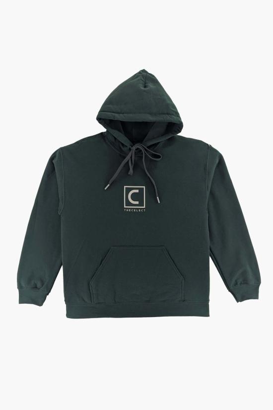  더 셀렉트 후드 티셔츠 셀렉트 C 스퀘어 로고 후드티 포레스트 그린