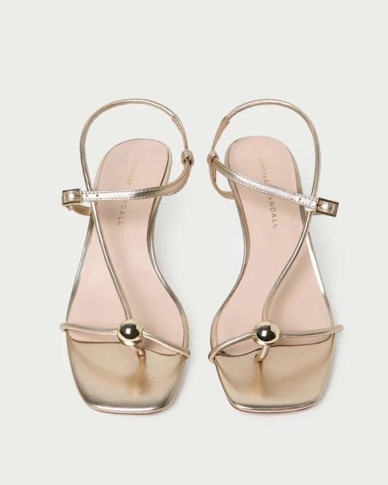  로플러랜달 샌들 로플러 랜달 트리아나 가죽 미드힐  골드 - LOEFFLER RANDALL