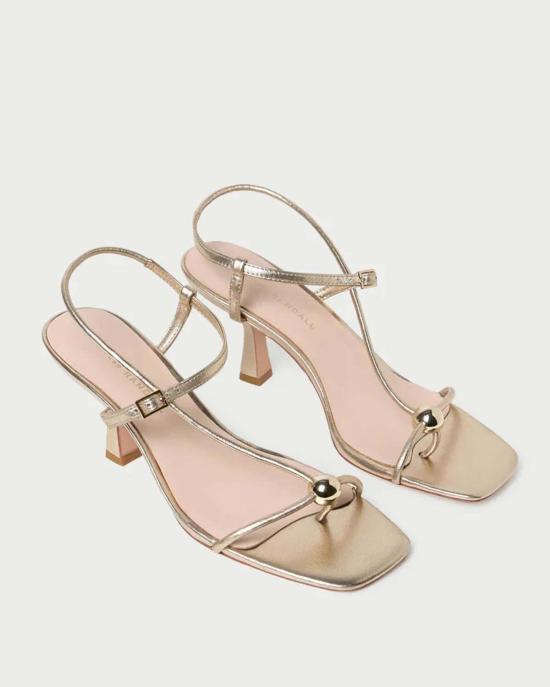  로플러랜달 샌들 로플러 랜달 트리아나 가죽 미드힐  골드 - LOEFFLER RANDALL