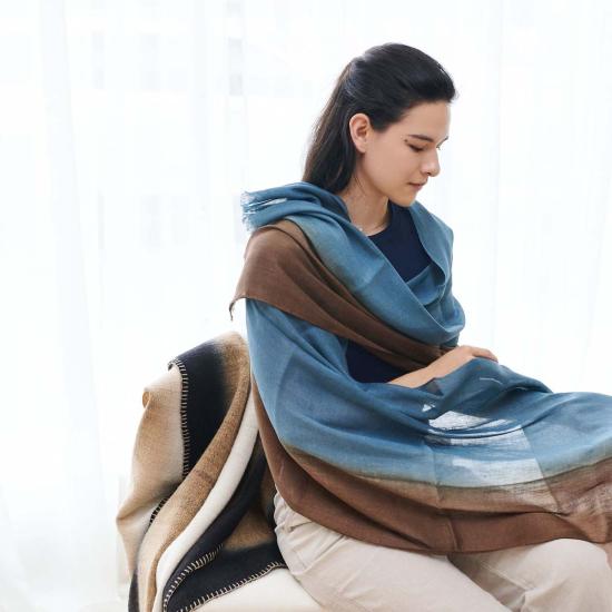  베리어슬리 머플러/스카프 다양한 마호가니 스카이 스카프, 마호가니 브라운 및 블루