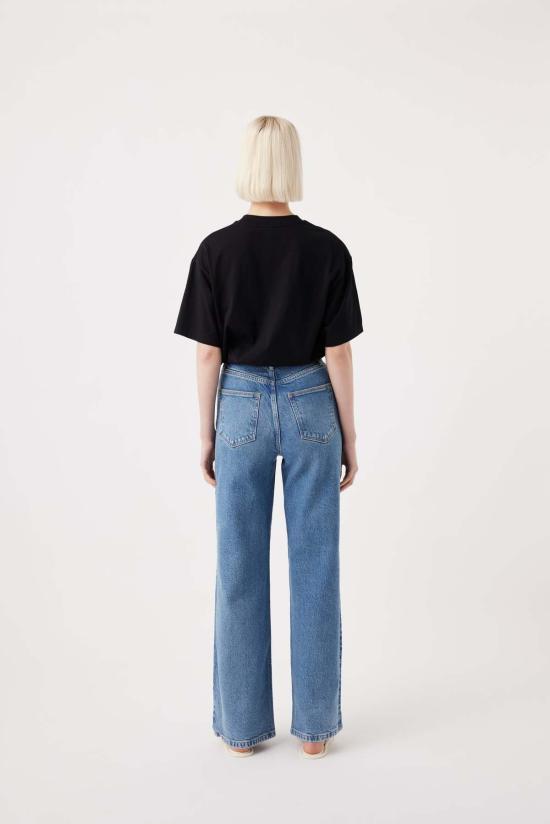  아웃랜드 데님 데님 팬츠 엘리 하이 와이드 레그 진 메리디안 미드 블루 - OUTLAND DENIM